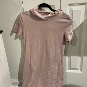 Calvin Klein Blush Mini Dress with Embellished Shoulders